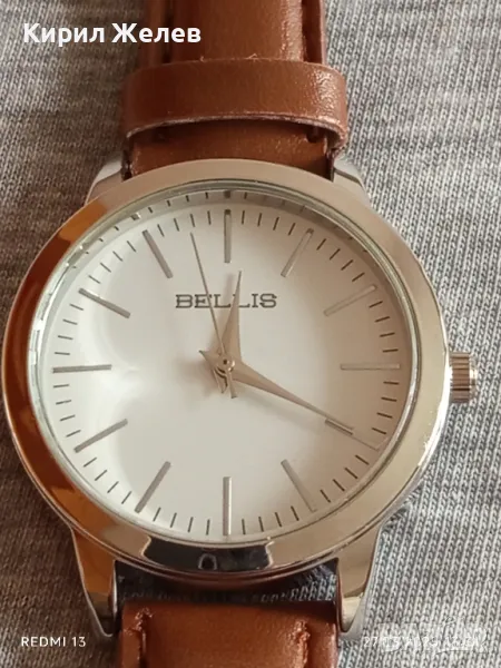 Чисто нов часовник BELLIS с кожена каишка много красив стилен дизайн 49821, снимка 1