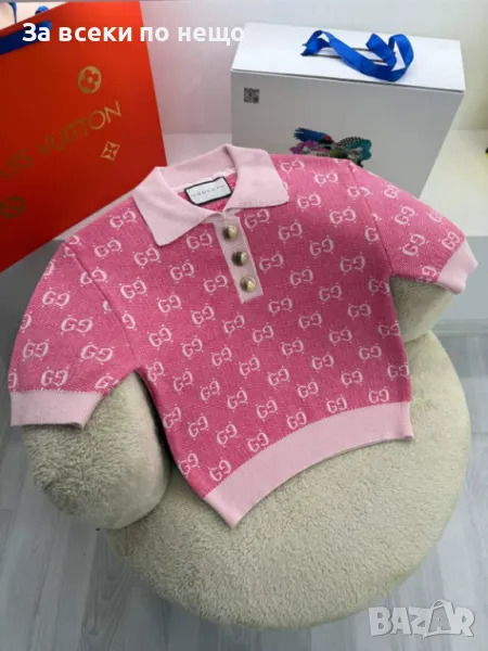 Gucci Дамска Розова Къса Блуза С Къс Ръкав Гучи Код A511, снимка 1