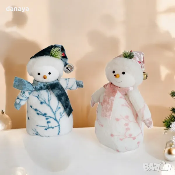 5393 Коледна декорация Плюшен Снежко със звънче, 20x11cm, снимка 1