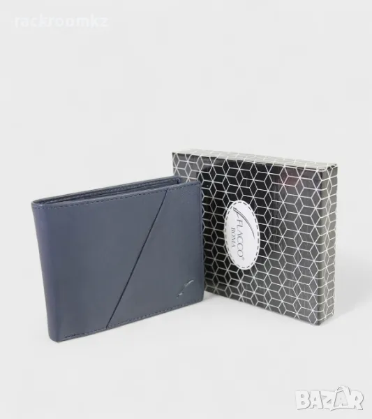 Оригинален мъжки портфейл от естествена кожа в син цвят FLACCO ROMA, снимка 1