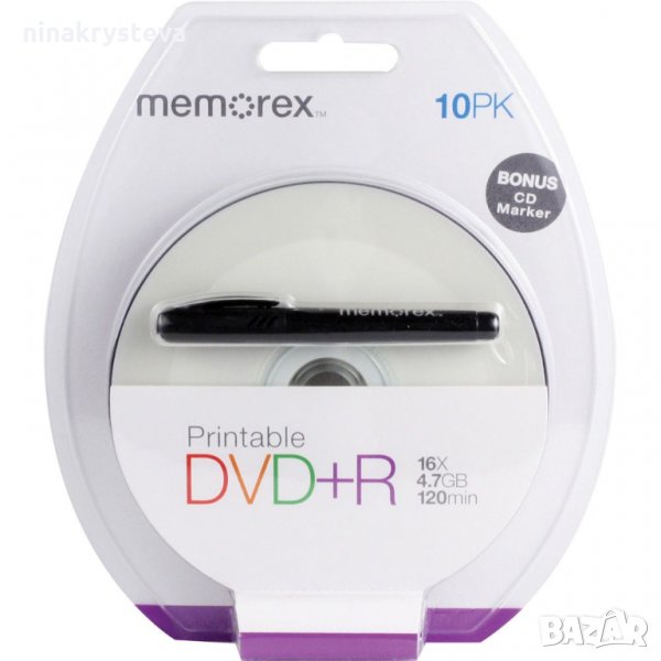 DVD+R 4.7GB  10бр. BLISTER+MARKER Memorex(16x), снимка 1