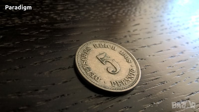 Райх монета - Германия - 5 пфенига | 1908г.; серия A, снимка 1