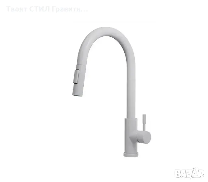 Сив смесител за кухня с издърпваща се глава и 2 режима на струя - 9600, снимка 1