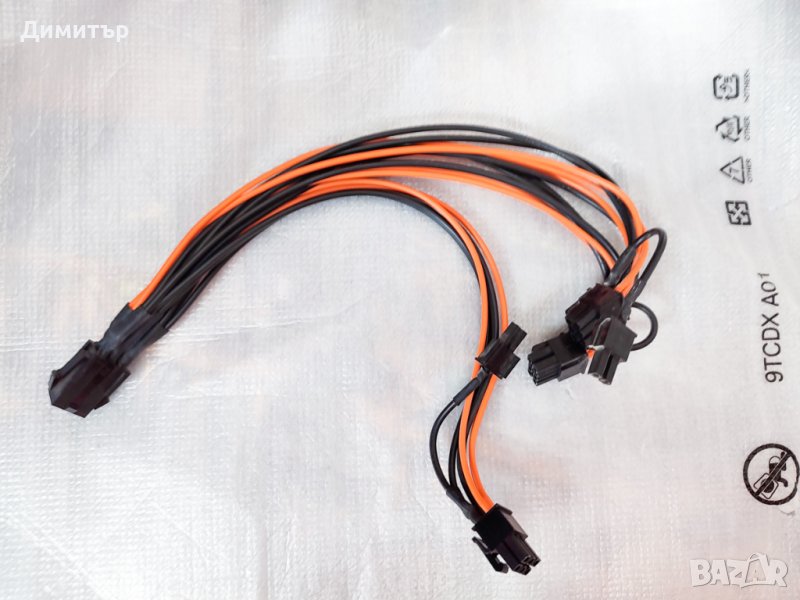 Захранващ кабел за видеокарта PCI-E 6-пин към 2×8-пин(6+2), снимка 1