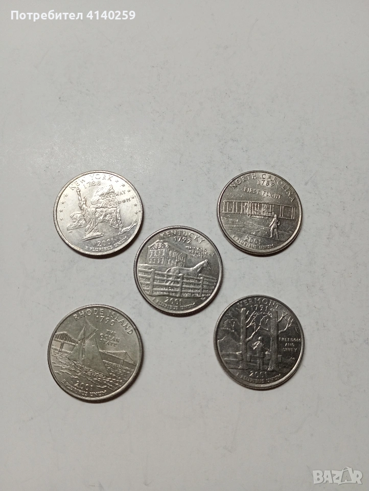 САЩ МОНЕТИ ЛОТ 1/4 КУОРТЪР ДОЛАР 2001 Г , снимка 1