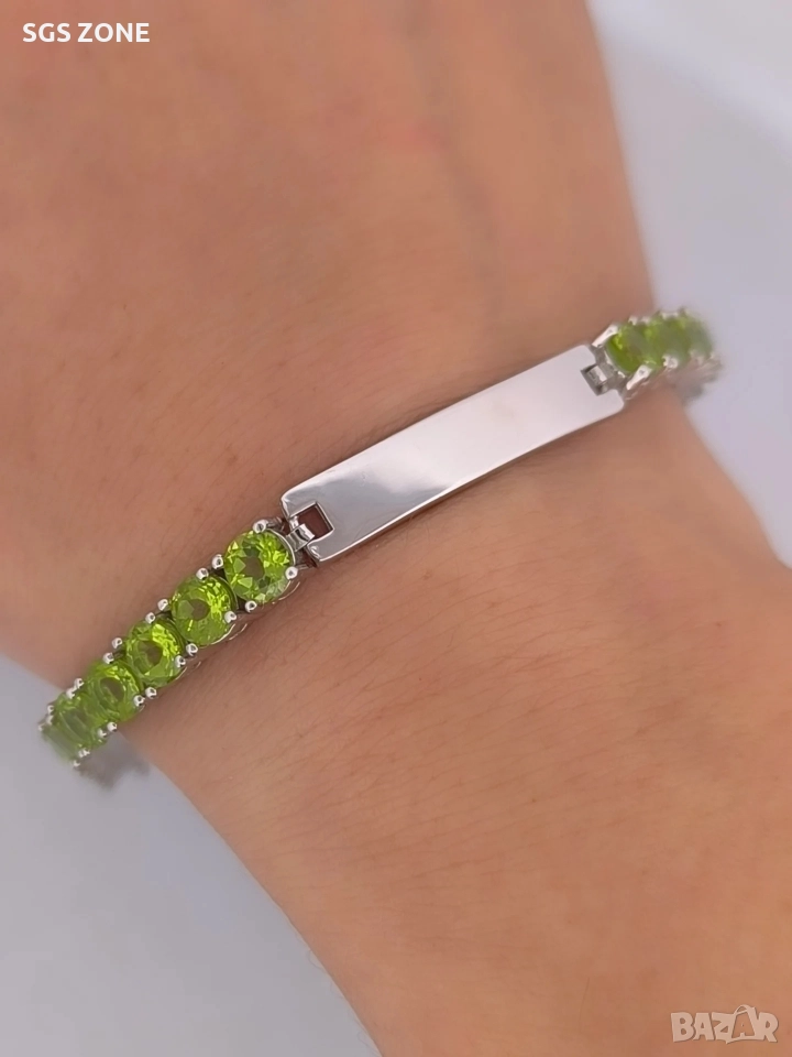 СРЕБЪРНА ГРИВНА 925 С НАТУРАЛЕН ПЕРИДОТ, снимка 1