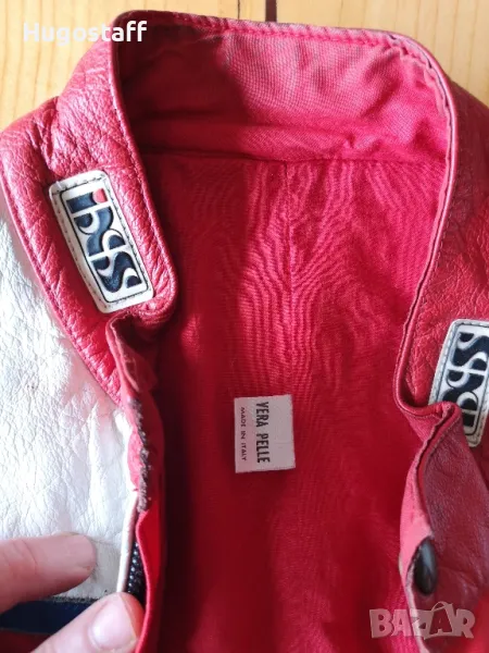 Лятно италианско мото яке IXS естествена кожа и непромукаема материя Л, снимка 1