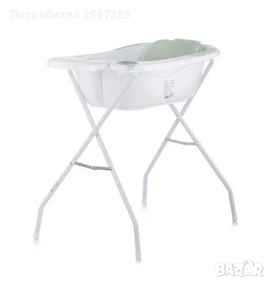 Бебешко корито/вана с подложка и стойка Chipolino - Ментa, снимка 1