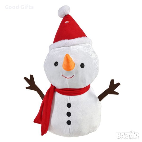 Коледен плюшен снежен човек със звук, 65 см, снимка 1