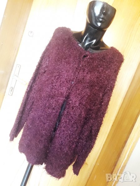 Винено червена рошава жилетка с копченца 2ХЛ, снимка 1