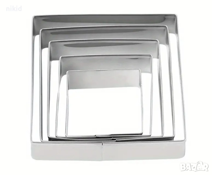 5 бр Квадрат квадрати квадратни метална форма форми резец резци тесто сладки бисквитки, снимка 1