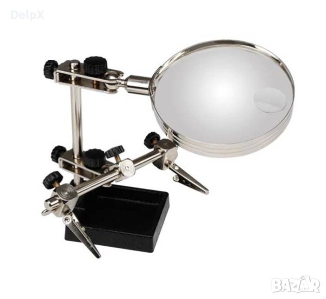 Трета ръка ZD-10H, щипки и лупа 90mm, снимка 1