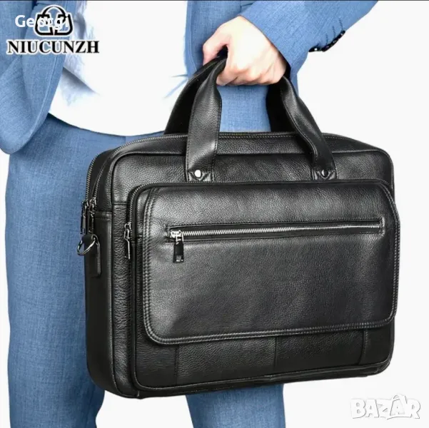 Класическа Мъжка Бизнес чанта (куфарче за лаптоп 16”) Естествена кожа!, снимка 1