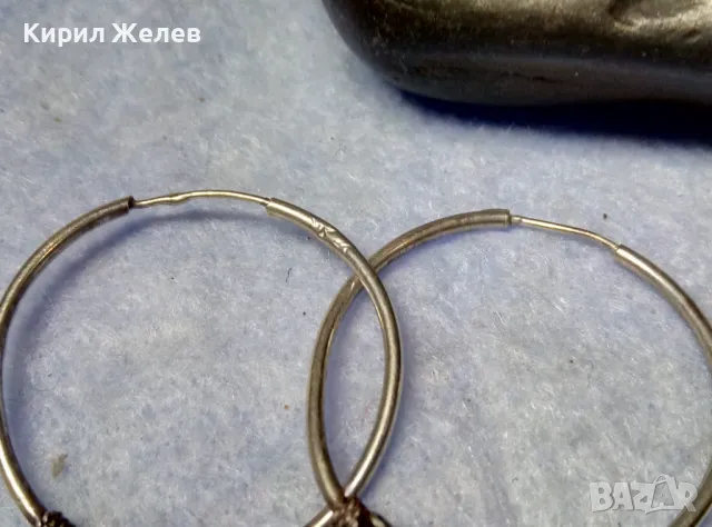 СТАРИ СРЕБЪРНИ ОБЕЦИ СРЕБРО 925 КЛАСИЧЕСКА РЕТРО ОРНАМЕНТИКА КРАЛСКА ПЛЕТКА РЪЧНА ФИНА РАБОТА 47474, снимка 4 - Антикварни и старинни предмети - 49510635