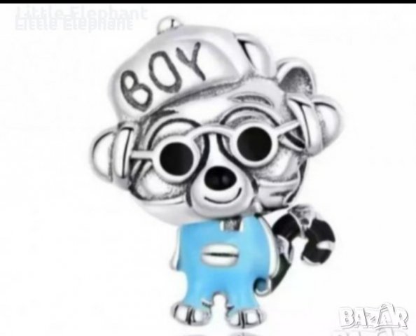 Сребърен елемент Пандора-мангуста"Animal boy-мангуста with hat"/нов