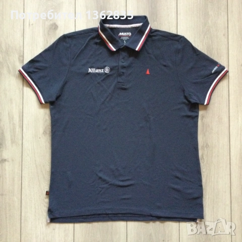 НОВА оригинална синя тениска с яка MUSTO размер L / 52 от Германия, снимка 5 - Тениски - 53958672