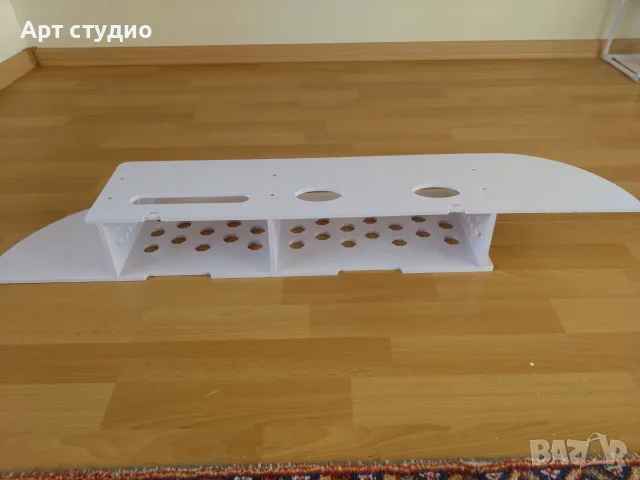 Стенен рафт / Етажерка за рутер и декодер под телевизор – Бял, снимка 5 - Етажерки - 56329109