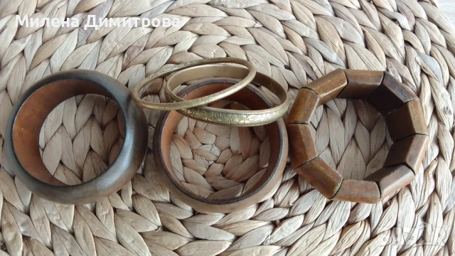 Масивни дървени гривни / Висулка Опалит 