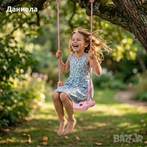 Детска градинска розова люлка – здрава, безопасна и регулируема до 75 кг, снимка 2 - Други - 54203261