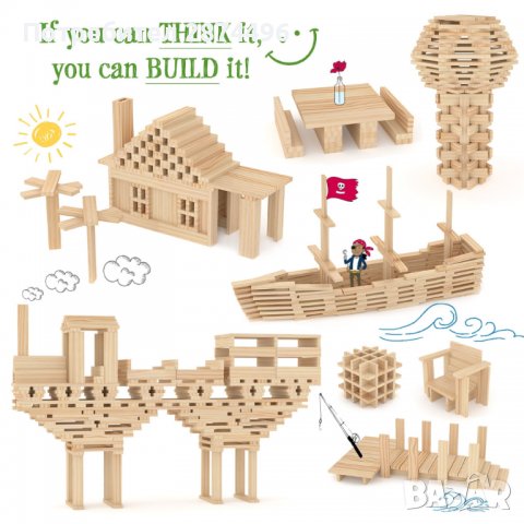 3669 дървен конструктор, снимка 5 - Образователни игри - 36738731