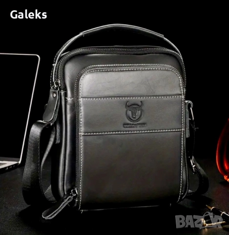 Универсална и Стилна бизнес чанта Bullcaptain* / Черна естествена кожа!, снимка 6 - Чанти - 51618017