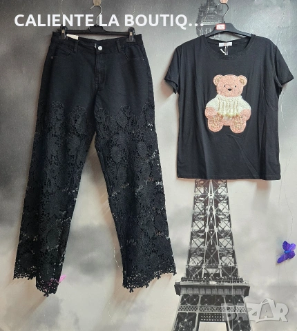 Дамски дънки с дантела, снимка 2 - Дънки - 54236563