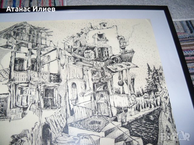 "Чуден град" страхотна картина -графика на худ. Десислава Илиева, снимка 5 - Картини - 32148393
