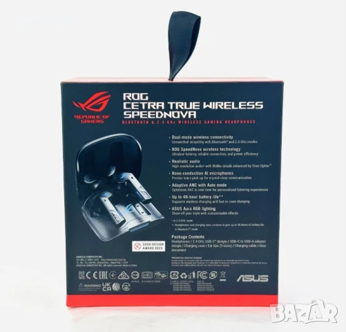  НОВИ! Гейминг слушалки Asus ROG Cetra True Wireless SpeedNova Гаранция, снимка 4 - Слушалки, hands-free - 51017839