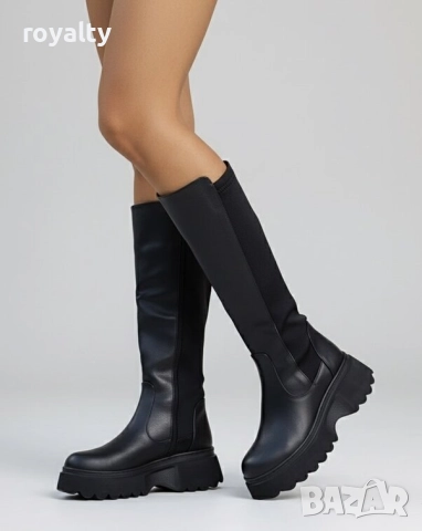 Равни ботуши - черна кожа
