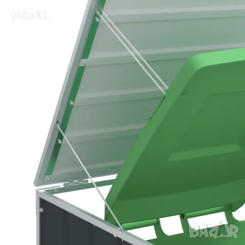 vidaXL Навес за 2 коша на колела, aнтрацит, 144x81x113 см, стомана, снимка 8 - Кошове за боклук и контейнери - 56147459