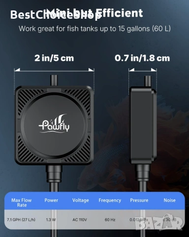 Мини аквариумна въздушна помпа Pawfly Nano, снимка 6 - Оборудване за аквариуми - 54176879