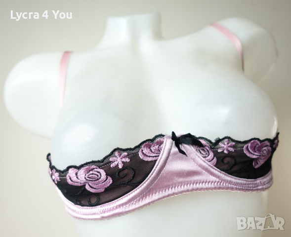 Cottelli Collection 80C розов сатенен сутиен с разкриващи чашки, снимка 4 - Бельо - 44791230