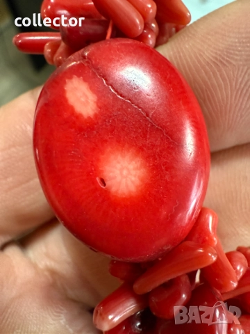 Гривна от естествен червен корал. №7469, снимка 7 - Гривни - 51998544