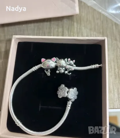 Комплект Pandora Гривна и 3бр талисманиS925, снимка 3 - Гривни - 56043075