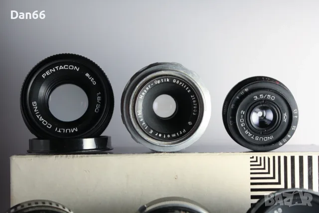 Лот М42 обективи - Pancolar 1,8/50, Tessar 2,8/50, Pentacon 1,8/50, Primotar 3,5/50, Industar 50mm, снимка 4 - Обективи и филтри - 56224347