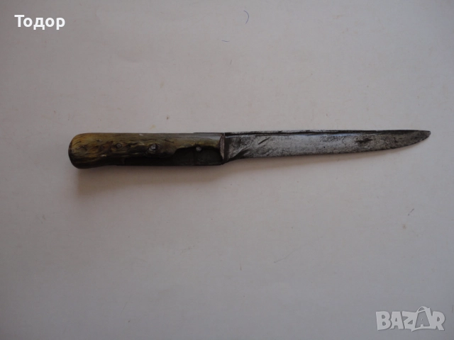 Старинен овчарски нож рогови чирени , снимка 4 - Ножове - 52672777