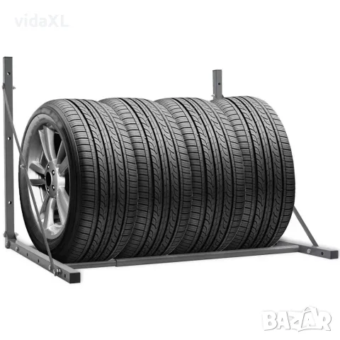 vidaXL Стелаж за гуми, сребрист, стомана, снимка 2 - Стелажи и щандове - 56149121