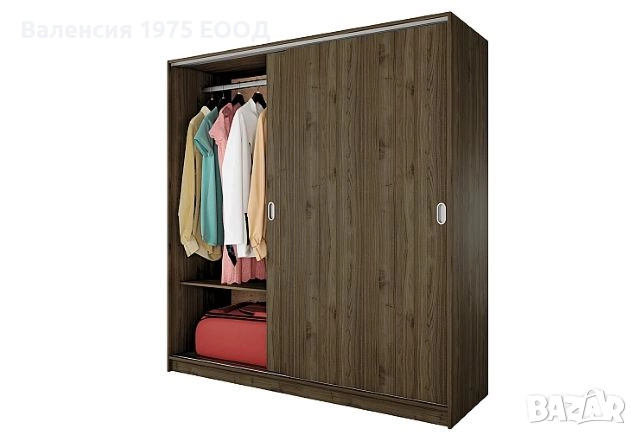 Гардероб с плъзгащи врати Сити 1009 комбинация бяло/ арвен, сонома или орех, снимка 12 - Гардероби - 46495311