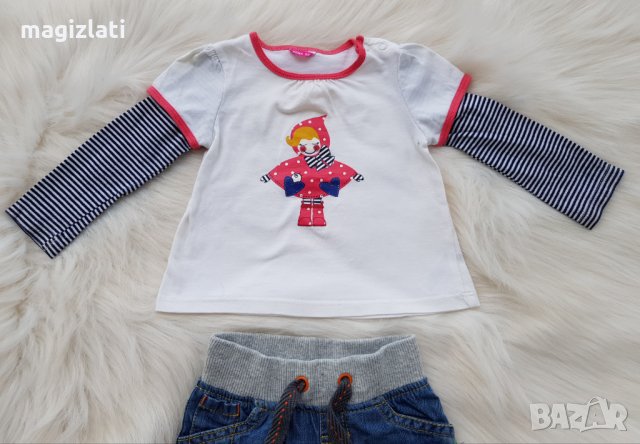 Дънки блуза и буйки за малка дама 3-6 месеца, снимка 2 - Комплекти за бебе - 29855182