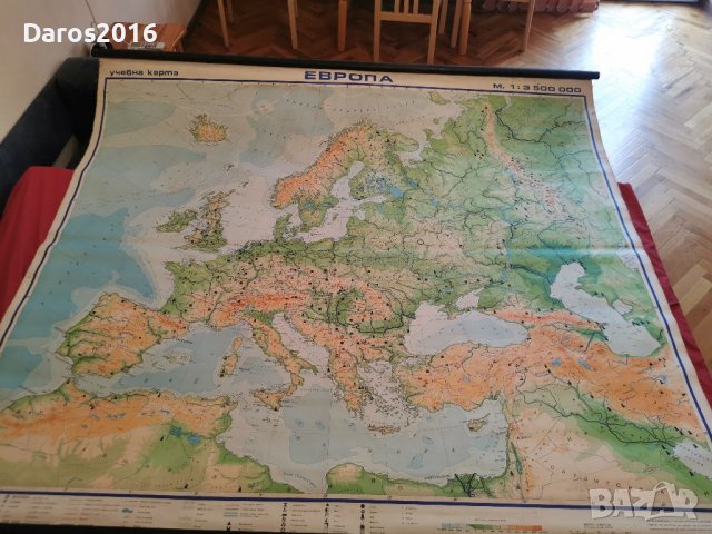 Стара учебна карта на Европа полезни изкопаеми , снимка 2 - Антикварни и старинни предмети - 39975699