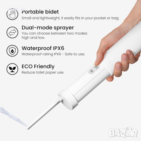 Преносимо електрическо биде VOVO Go – 2 степени – 140 мл, бяло, снимка 4 - Други стоки за дома - 51457132