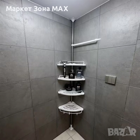 4-Нивна Ъглова Етажерка за Баня – Регулируема, Без Пробиване, Спестяваща Място, снимка 6 - Други стоки за дома - 52928131