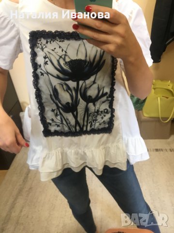 Ефирна бяла памучна блуза, снимка 5 - Корсети, бюстиета, топове - 29174304