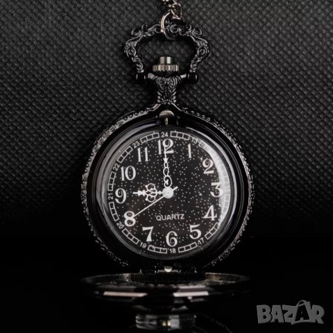 Нов Джобен часовник черен с компас бели цифри числа хубав   , снимка 2 - Джобни - 37288346