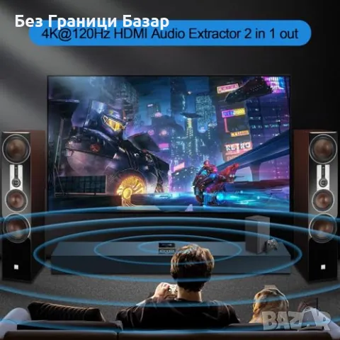 Нов HDMI аудио конвертор 4K 120Hz – оптичен SPDIF, стерео 3.5мм, снимка 8 - Друга електроника - 49089667