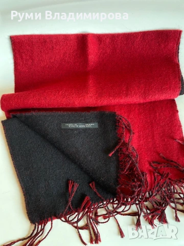 Червен/ черен шал, от 100 % baby alpaca/ мъжки шал, снимка 7 - Шалове - 48605873