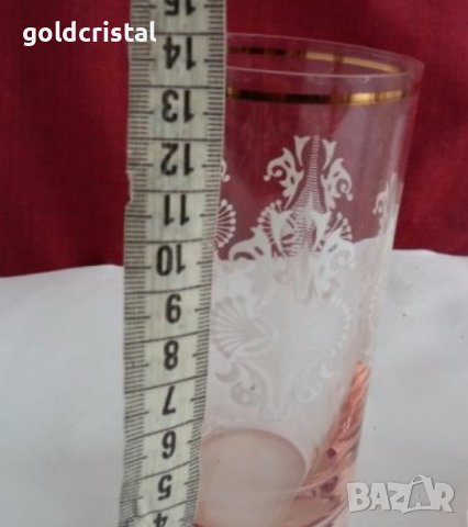 Ретро  чаши розово стъкло и златен кант , снимка 4 - Антикварни и старинни предмети - 19837565