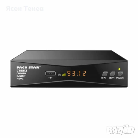 Комбиниран HD кабелен и ефирен DVB-C, DVB-T/T2 + FM приемник Paco Star CT9312 H.265 HEVC, снимка 2 - Приемници и антени - 19694648