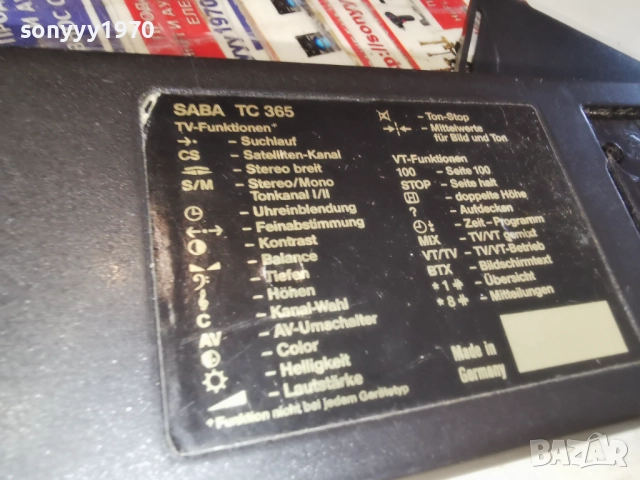 SABA TC 365 REMOTE CONTROL 3012251142, снимка 9 - Дистанционни - 52934710