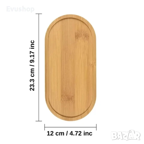 Овална Бамбукова Табла,  Поставка за Оливерник ( 4 бр), снимка 2 - Аксесоари за кухня - 50485043